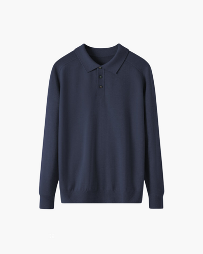 Langarm-Poloshirt aus 100 % Wolle