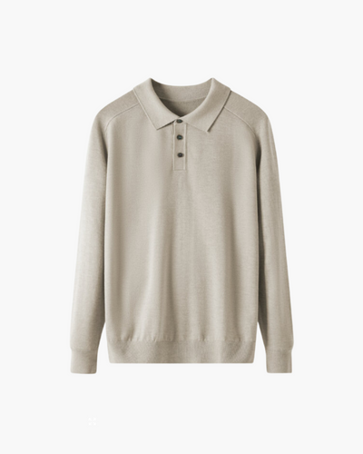 Langarm-Poloshirt aus 100 % Wolle