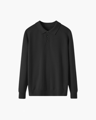 Langarm-Poloshirt aus 100 % Wolle