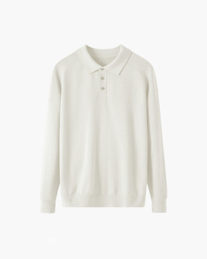 Langarm-Poloshirt aus 100 % Wolle