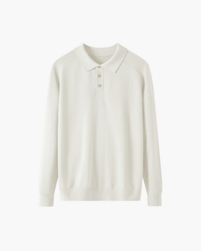 Langarm-Poloshirt aus 100 % Wolle