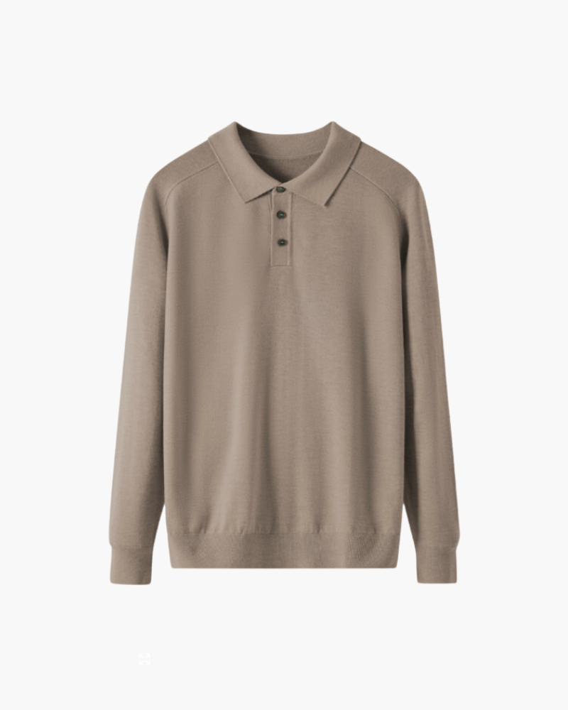 Langarm-Poloshirt aus 100 % Wolle