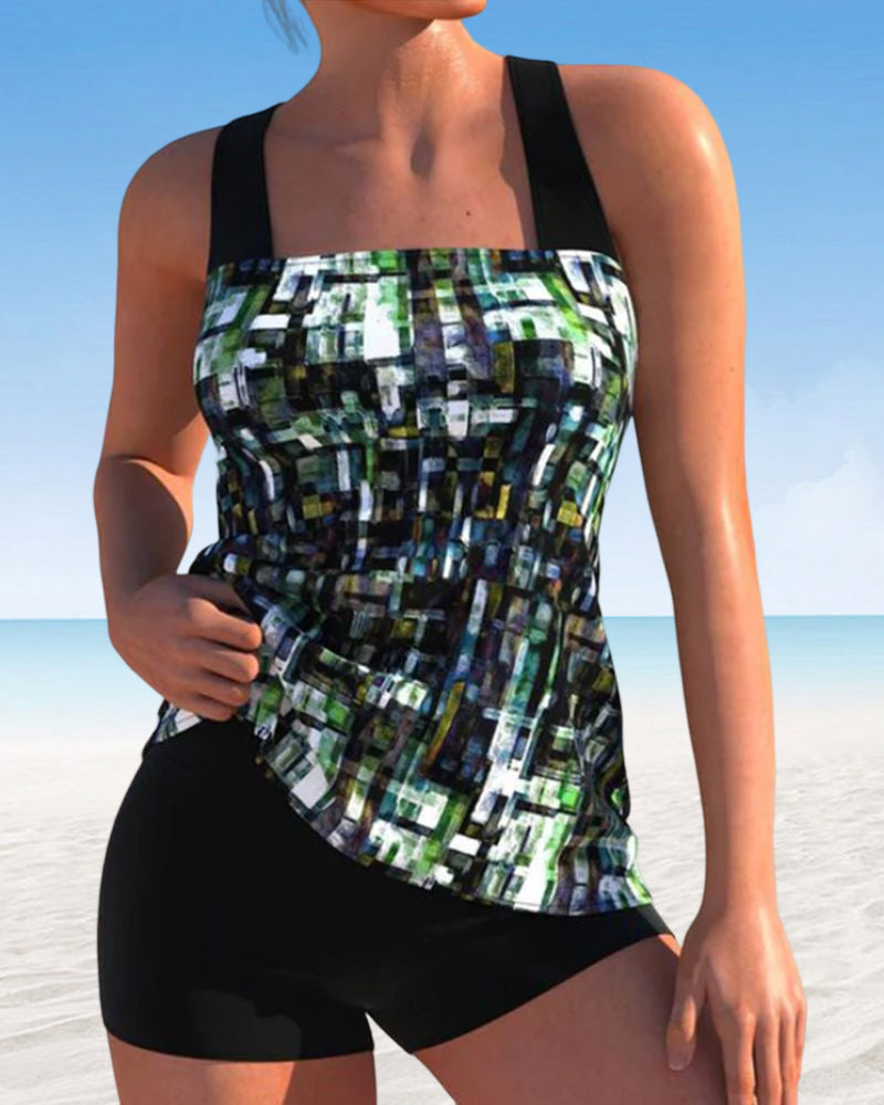 Tankinis mit quadratischem Ausschnitt und Print