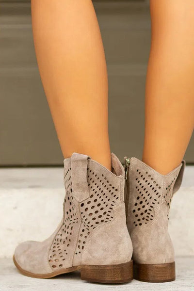ROSSANA | PERFORIERTE STIEFELETTE MIT SEITLICHEM REISSVERSCHLUSS