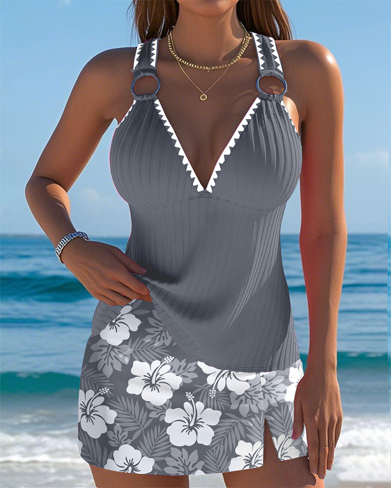 Tankini gestreifte Weste Druckrock