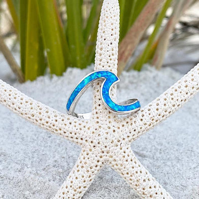 Meerwellenring aus Opal und Silber