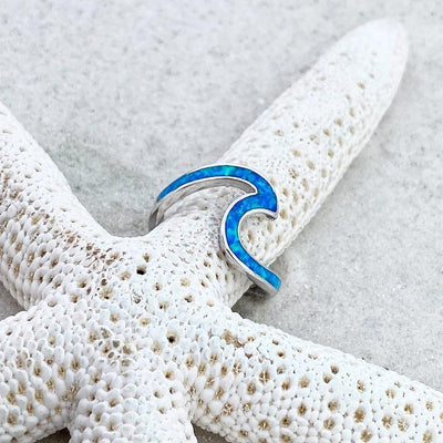 Meerwellenring aus Opal und Silber