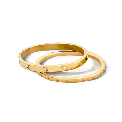Statement Crystal Heart Bangle (Gold)