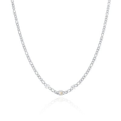 Made Mine Initials & Birthstone Necklace (Silver)