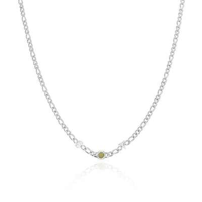 Made Mine Initials & Birthstone Necklace (Silver)