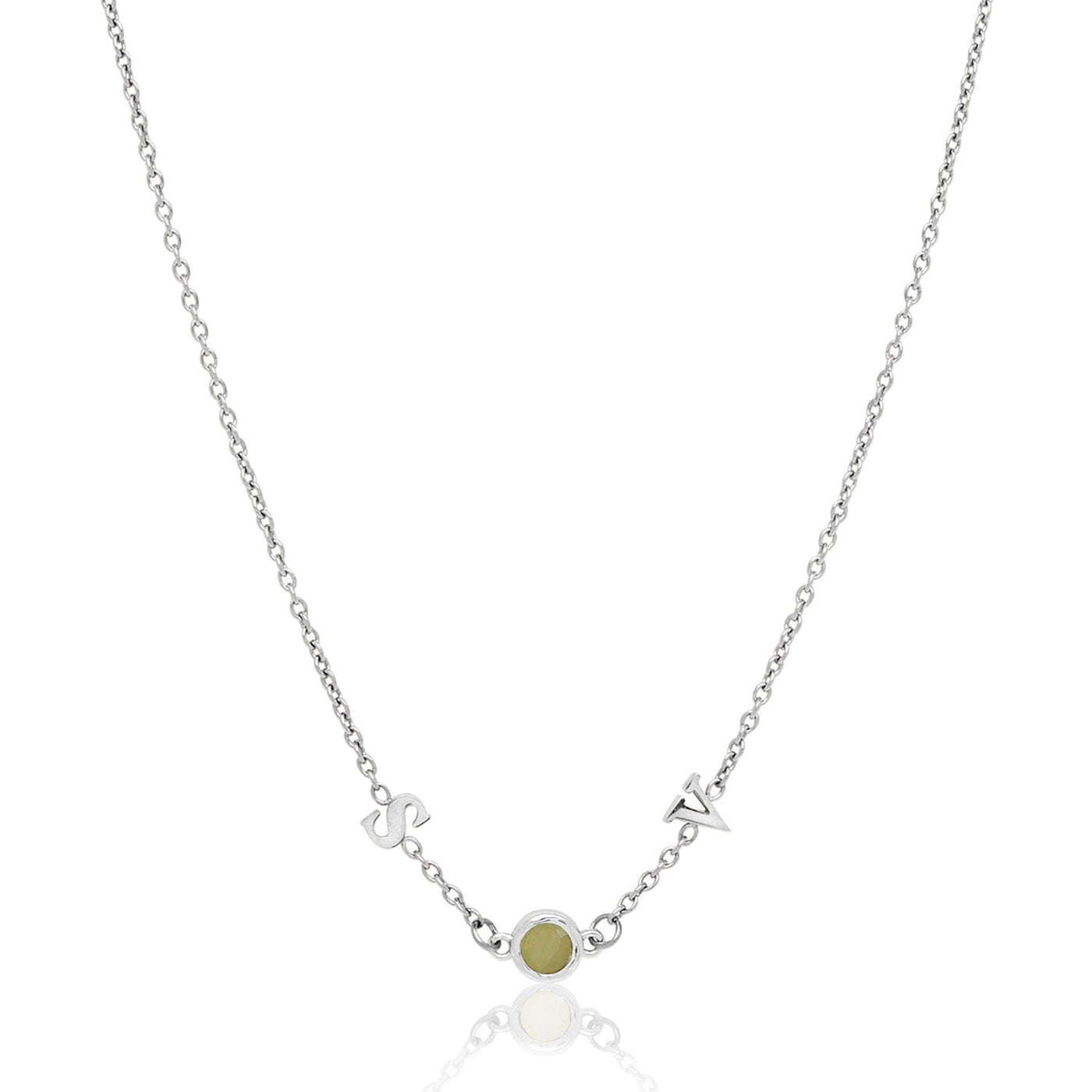 Made Mine Initials & Birthstone Necklace (Silver)