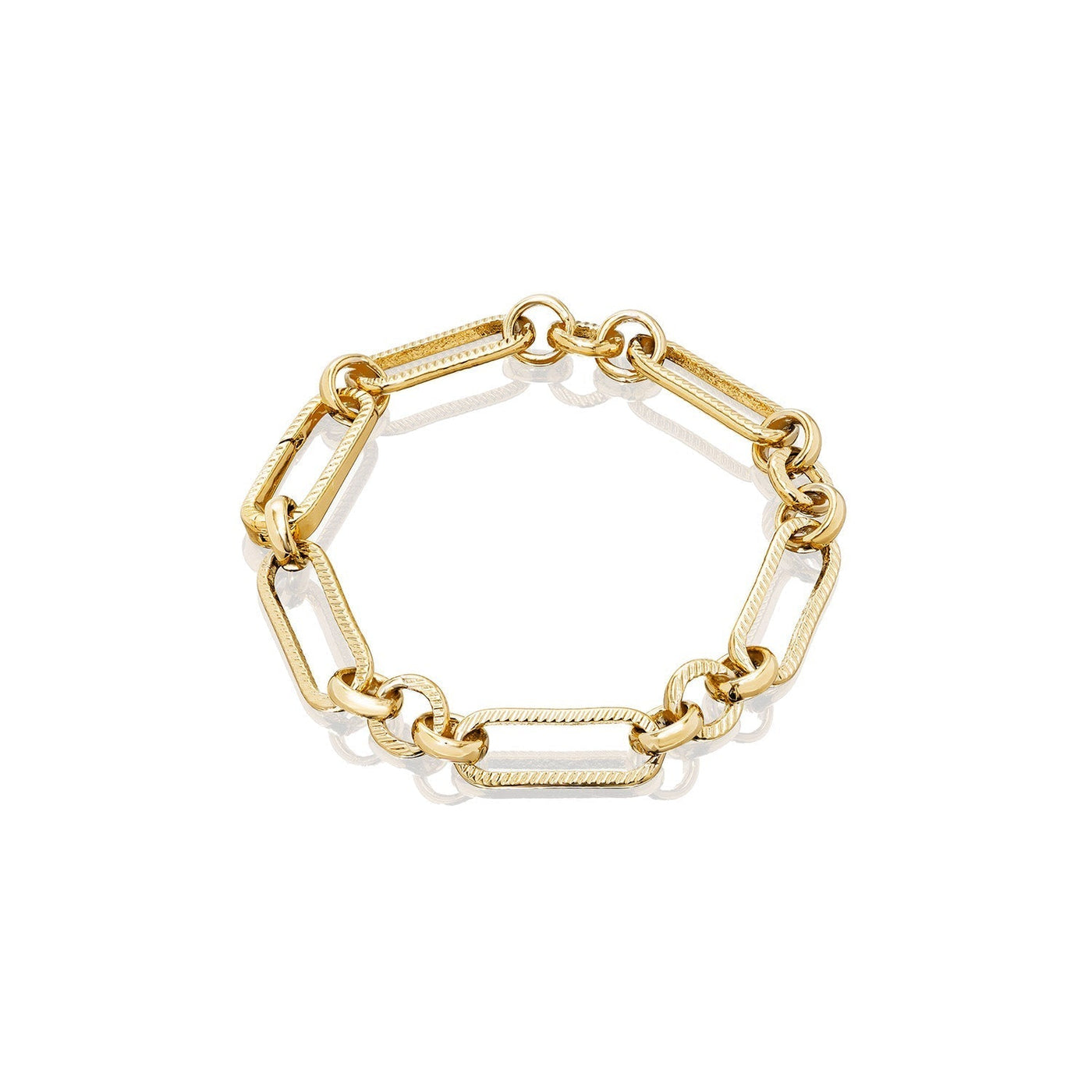 Letter & Birthstone Figaro Chain Bracelet (Gold)
