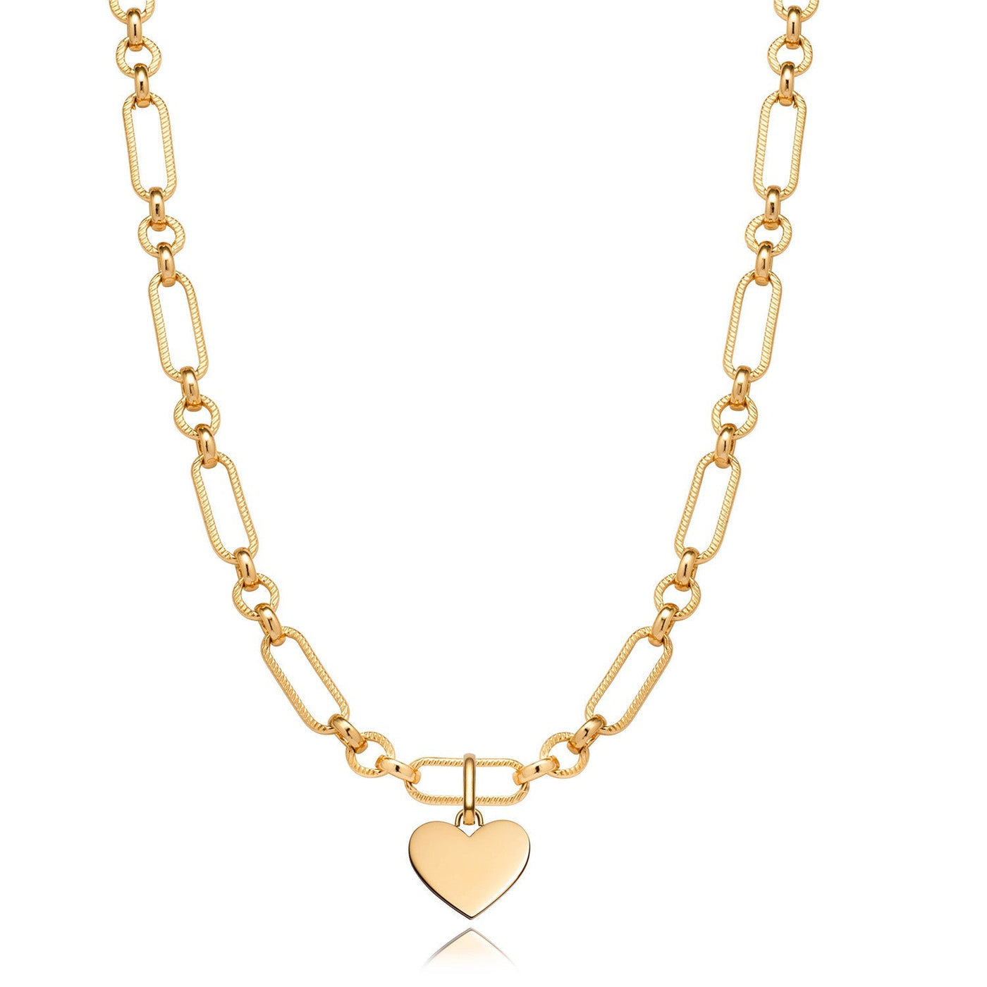 Heart Figaro Chain Necklace (Gold)