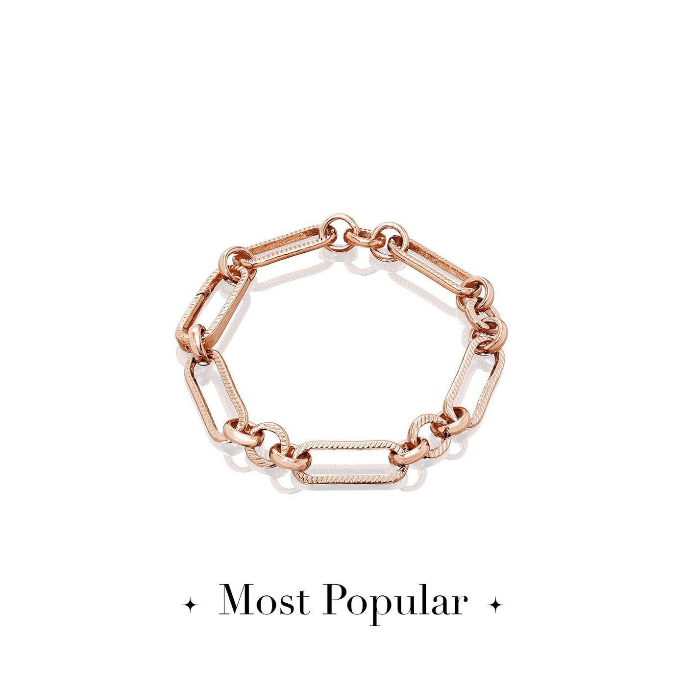 Letter & Birthstone Figaro Chain Bracelet (Rose Gold)