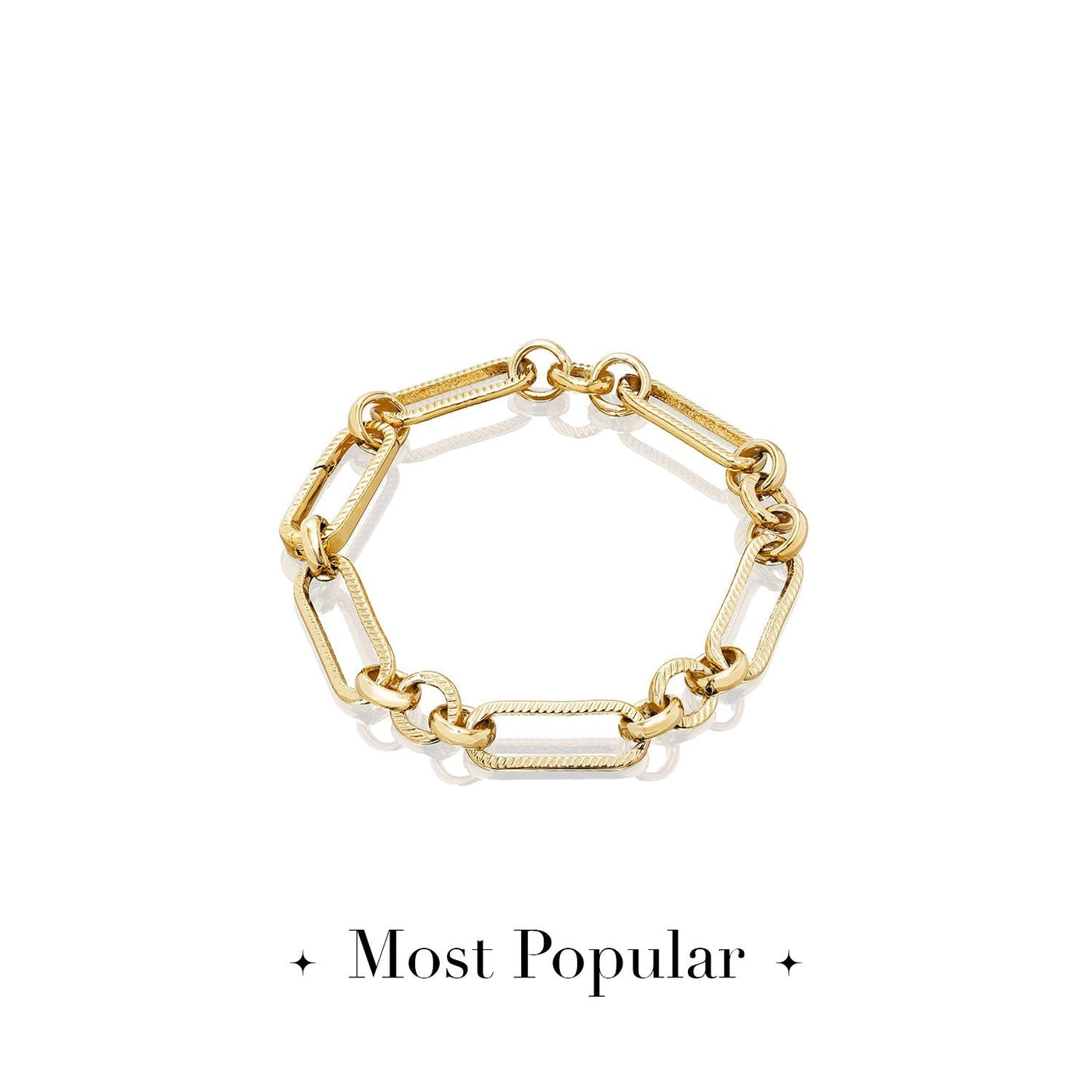Letter & Birthstone Figaro Chain Bracelet (Gold)