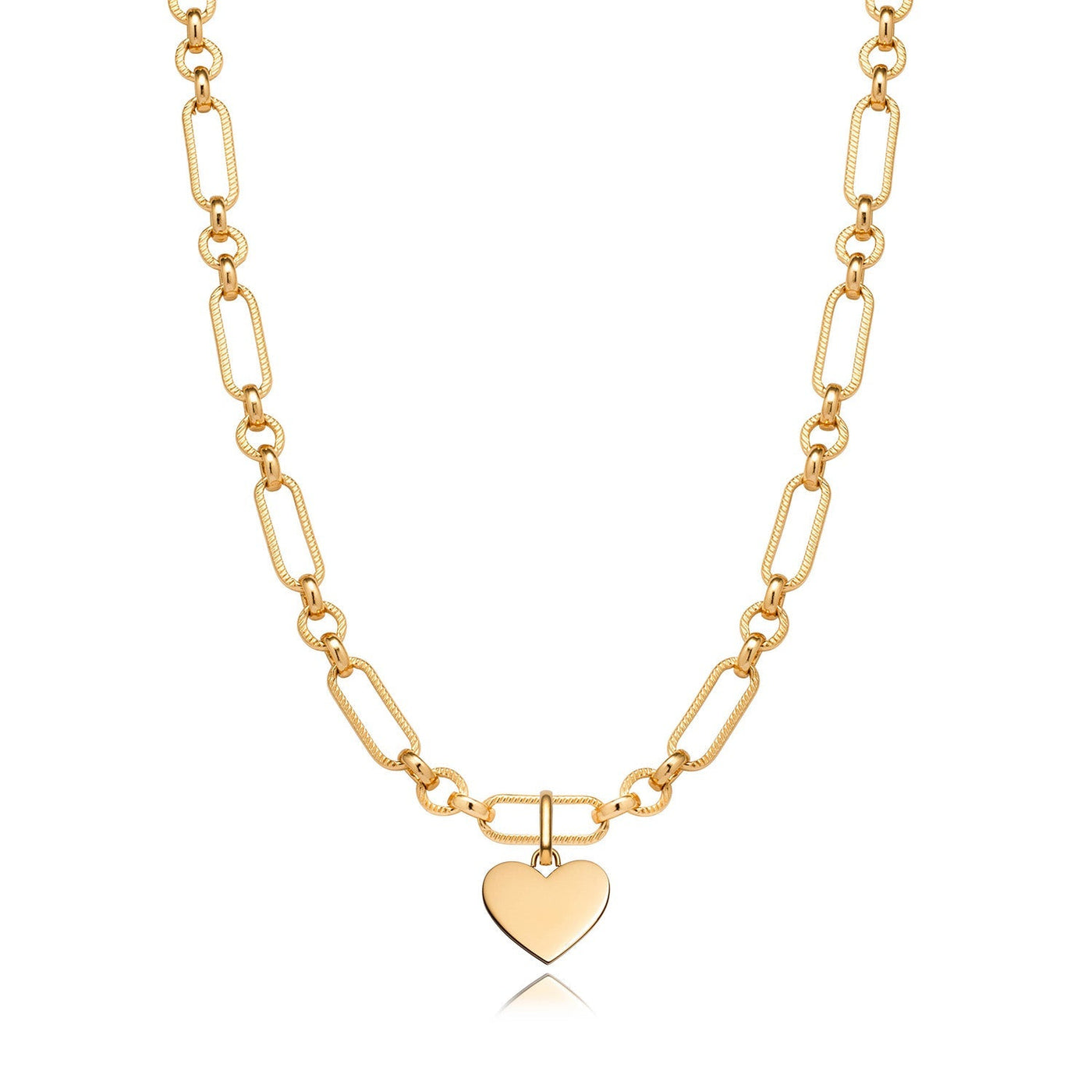 Heart Figaro Chain Necklace (Gold)