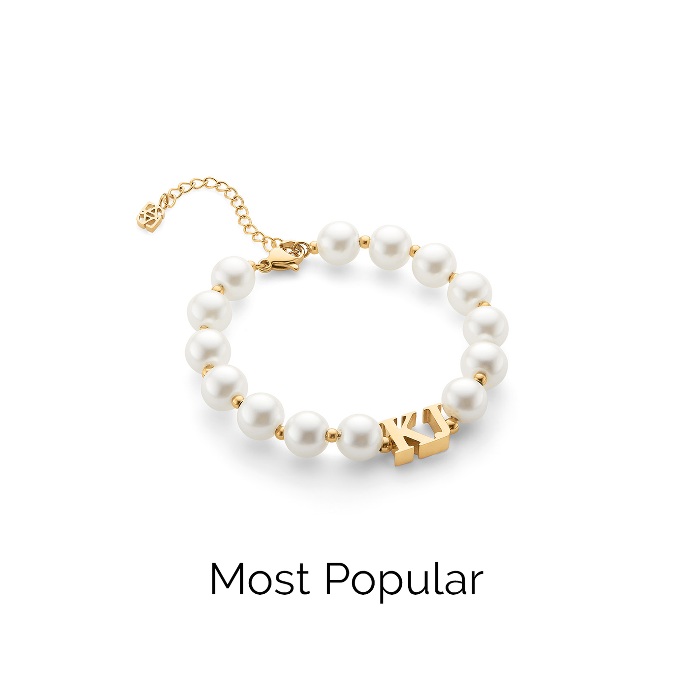 Lunar Pearl Initial Bracelet (Gold)