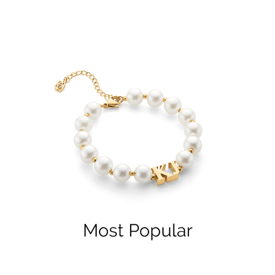 Lunar Pearl Initial Bracelet (Gold)