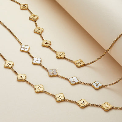 Clover Custom Name Necklace (Gold)