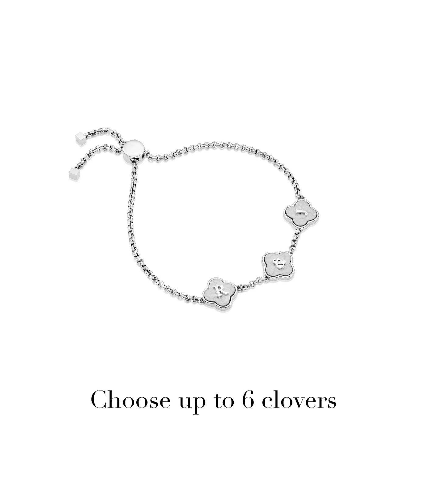 Clover Custom Name Bracelet (Silver)