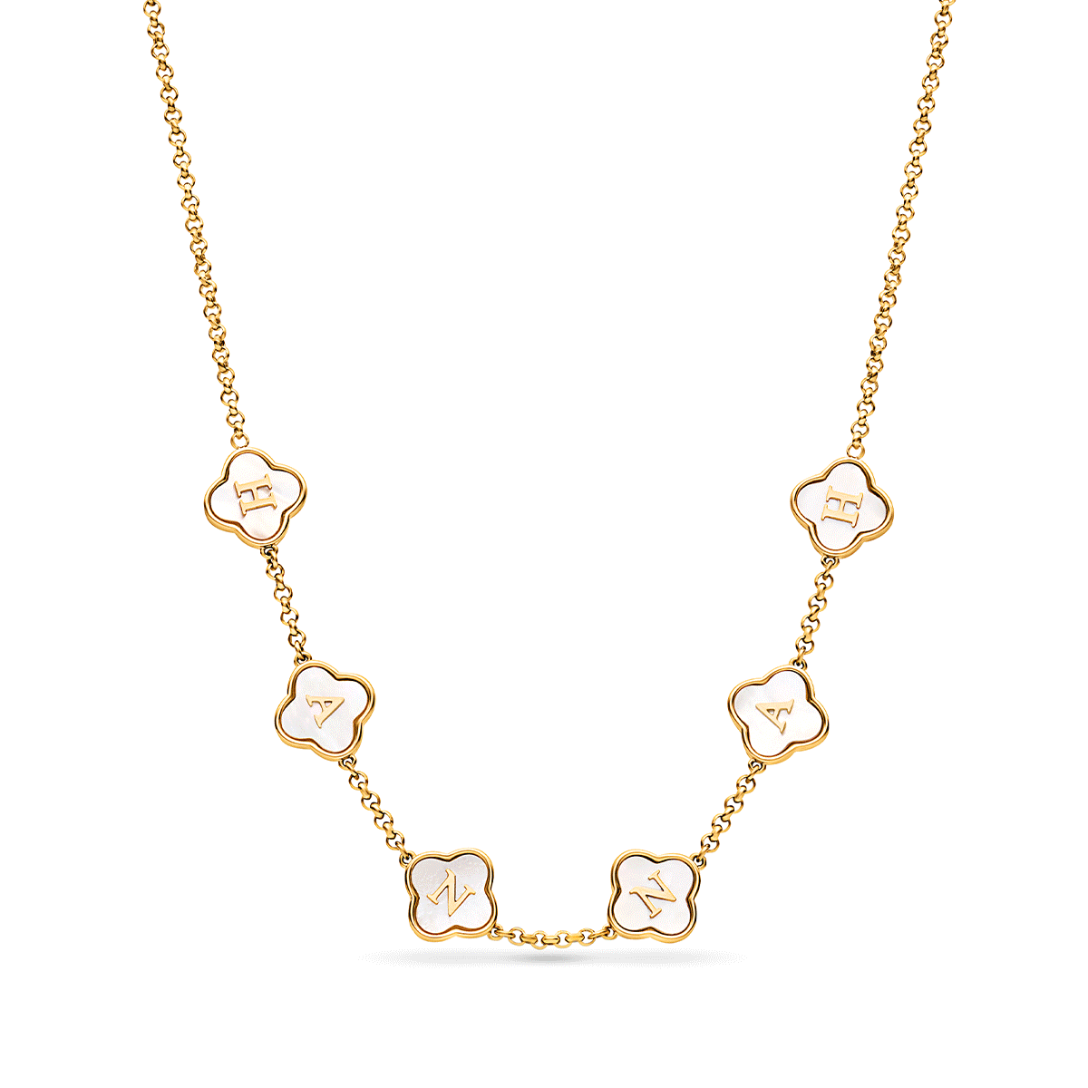 Clover Custom Name Necklace (Gold)