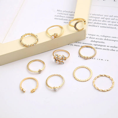 Noë - 10-Pack böhmische Silber- und vergoldete Ringe