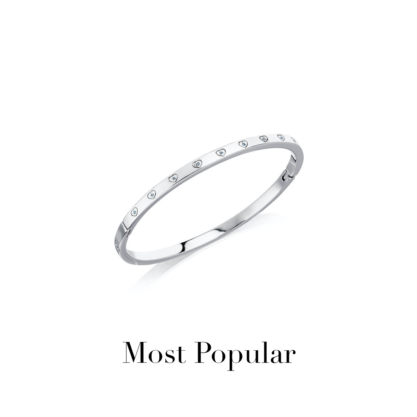 Crystal Heart Bangle & Multi Pearl Clover Bracelet Set (Silver)