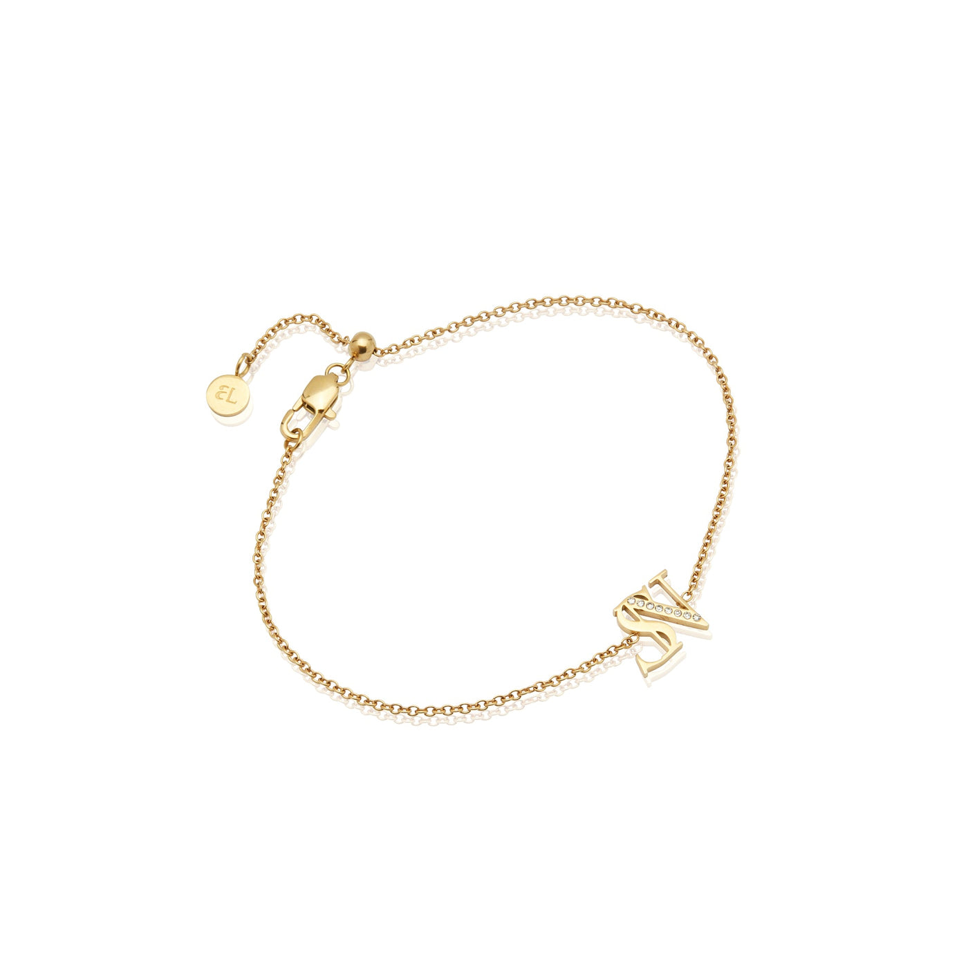 Double Initial Crystal Bracelet (Gold)