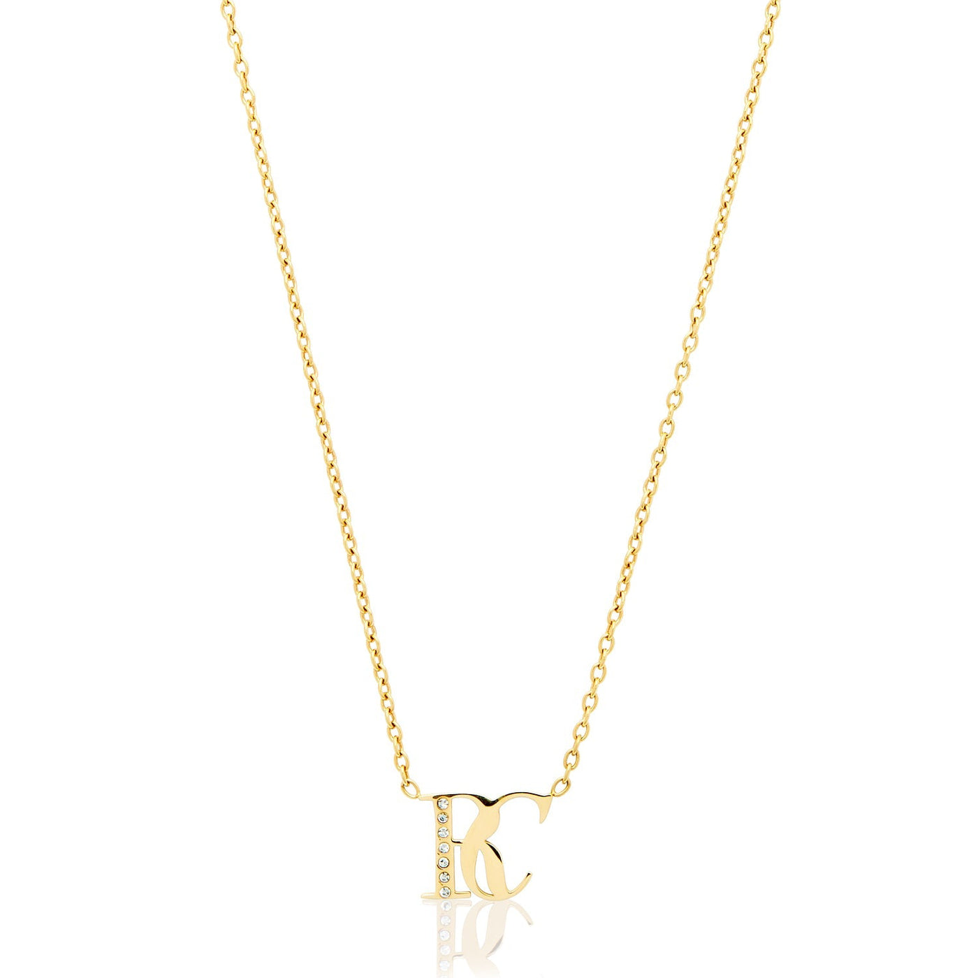 Double Initial Crystal Necklace (Gold)