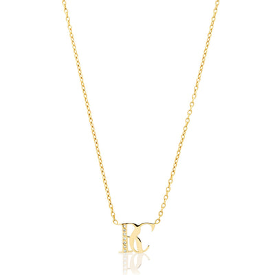 Double Initial Crystal Necklace (Gold)