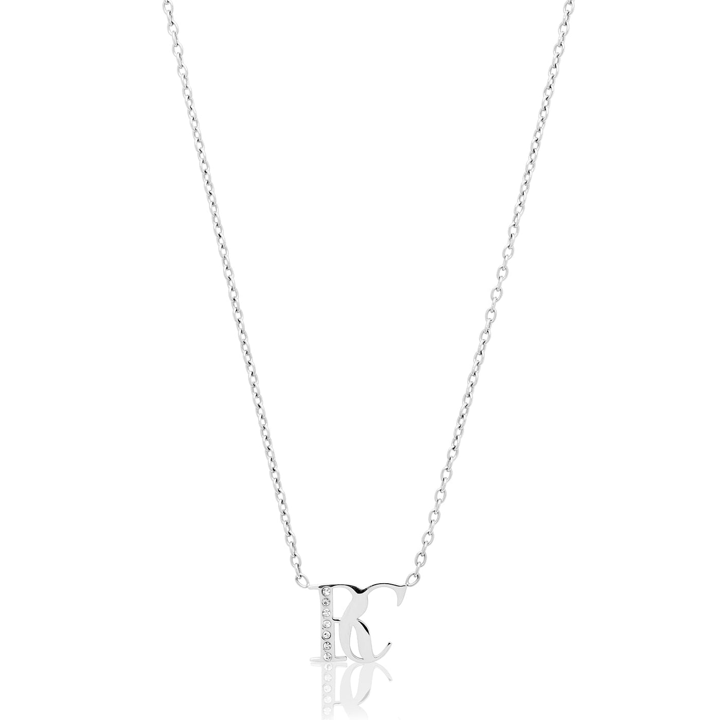 Double Initial Crystal Necklace (Silver)