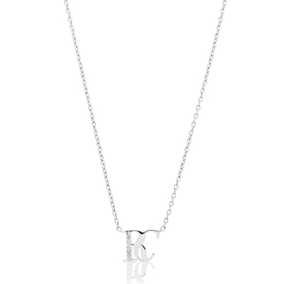 Double Initial Crystal Necklace (Silver)