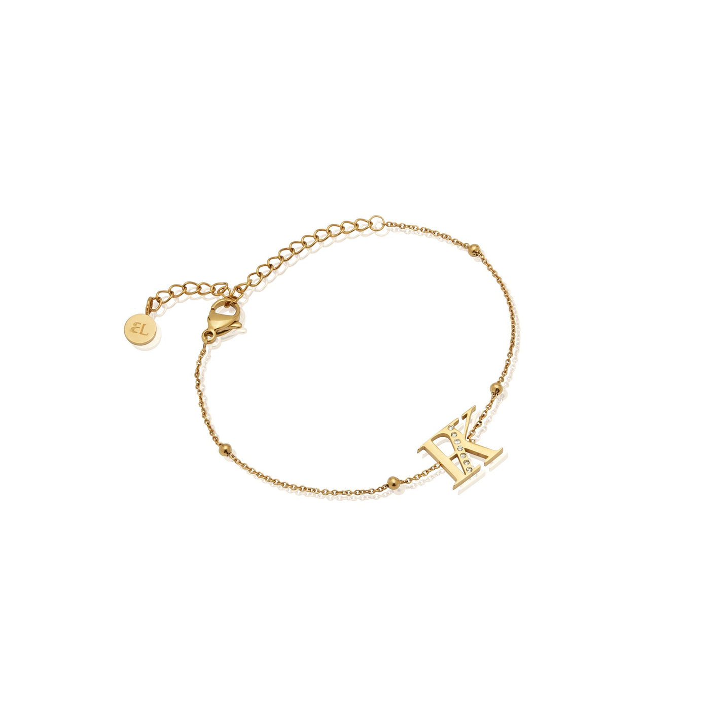 Double Initial Crystal Bracelet (Gold)