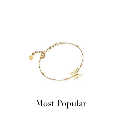 Double Initial Crystal Bracelet (Gold)