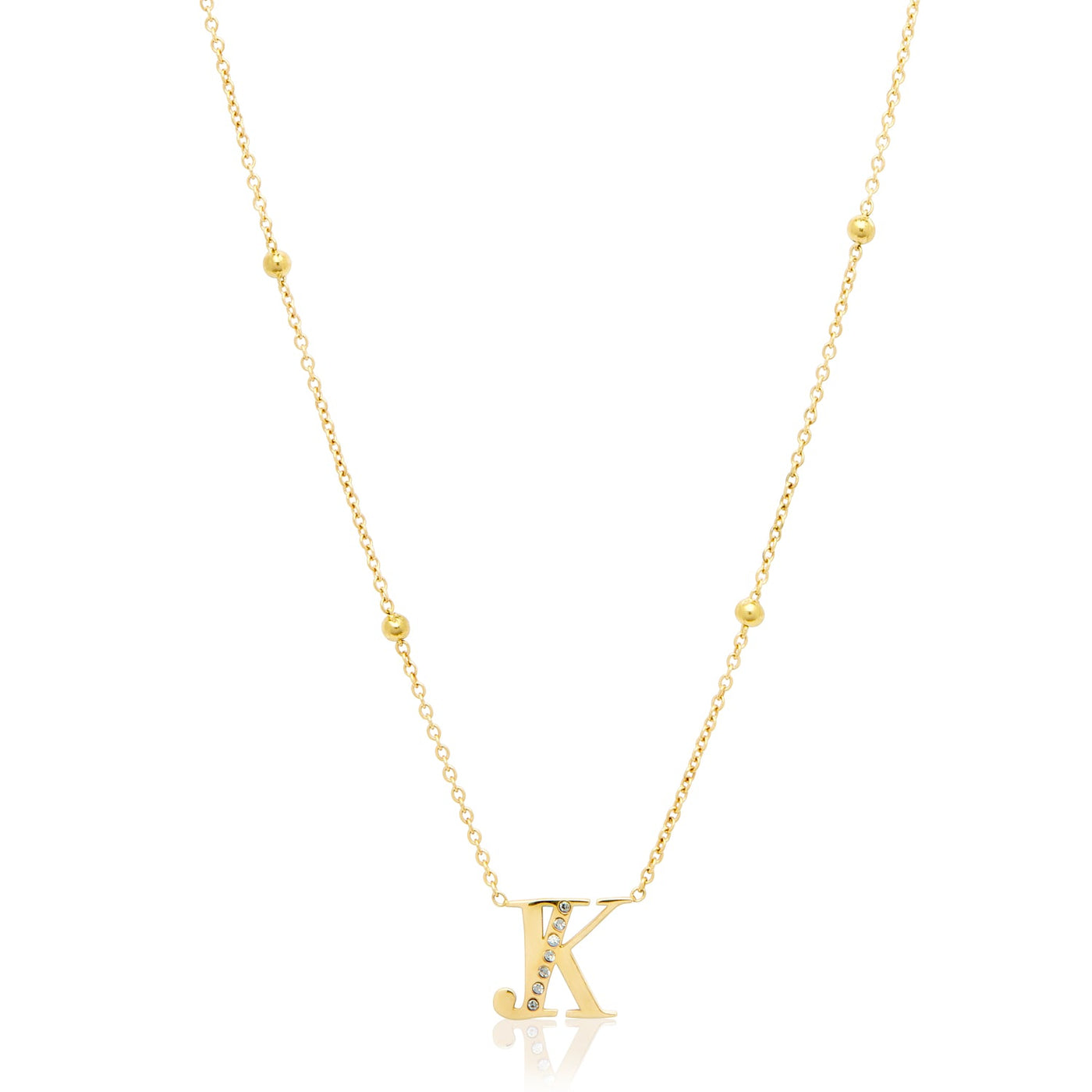 Double Initial Crystal Necklace (Gold)