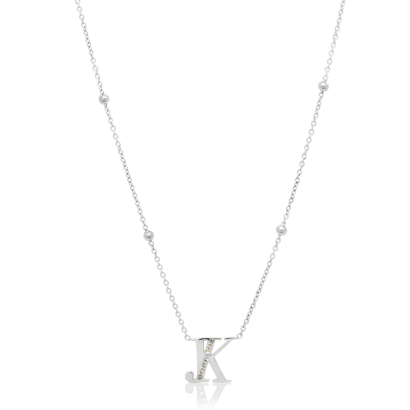 Double Initial Crystal Necklace (Silver)