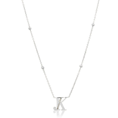 Double Initial Crystal Necklace (Silver)