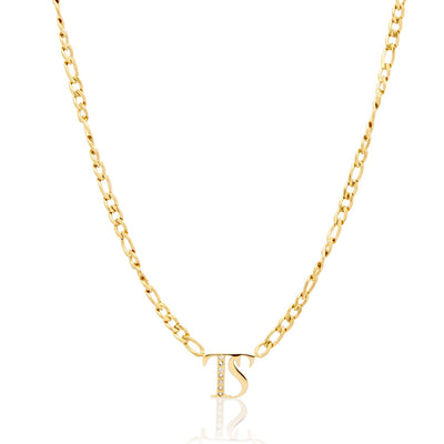 Double Initial Crystal Necklace (Gold)