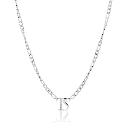 Double Initial Crystal Necklace (Silver)