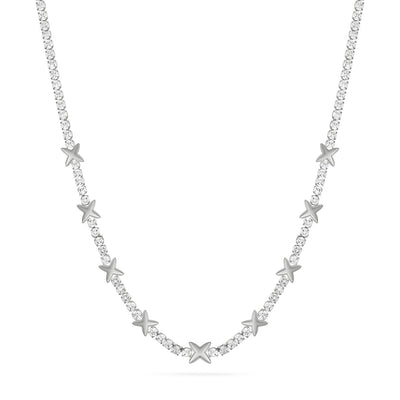 Crystal Fixed Charm Necklace (Silver)