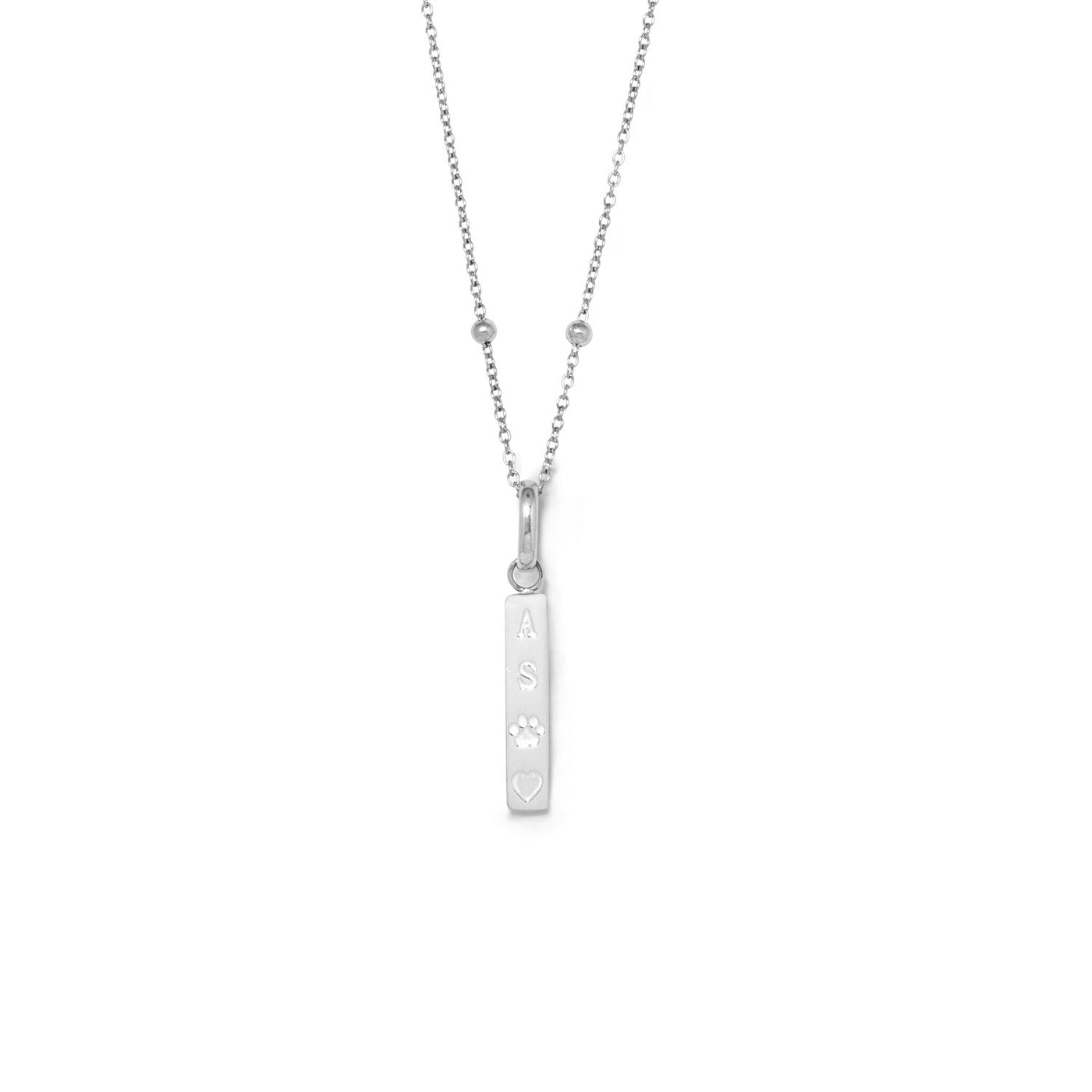 Custom Stamped Bar Pendant Necklace (Silver)