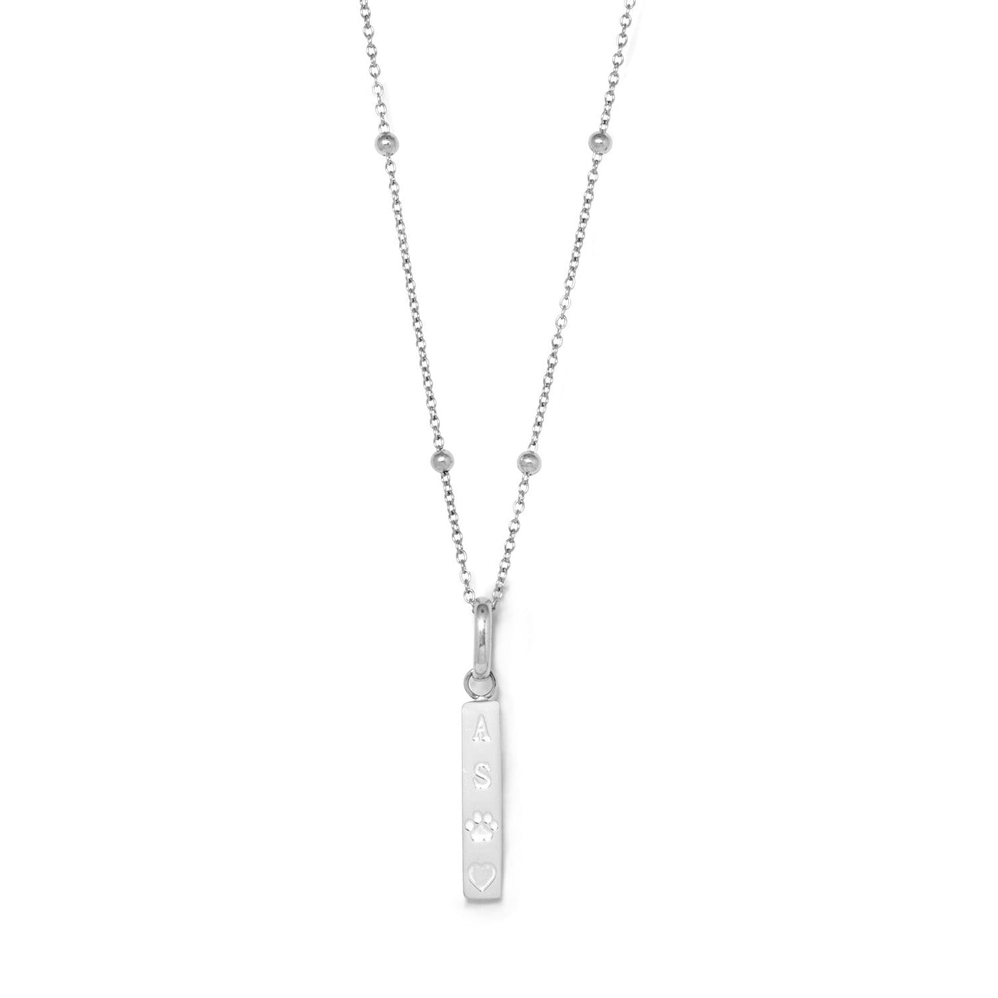 Custom Stamped Bar Pendant Necklace (Silver)