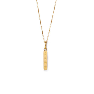Custom Stamped Bar Pendant Necklace (Gold)