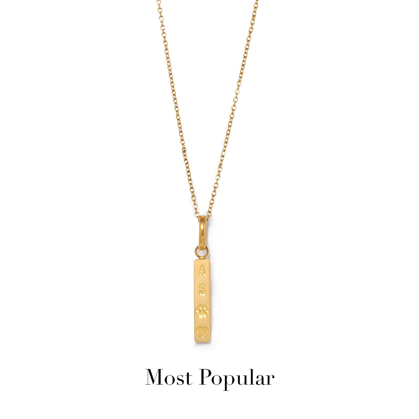 Custom Stamped Bar Pendant Necklace (Gold)