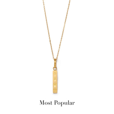 Custom Stamped Bar Pendant Necklace (Gold)