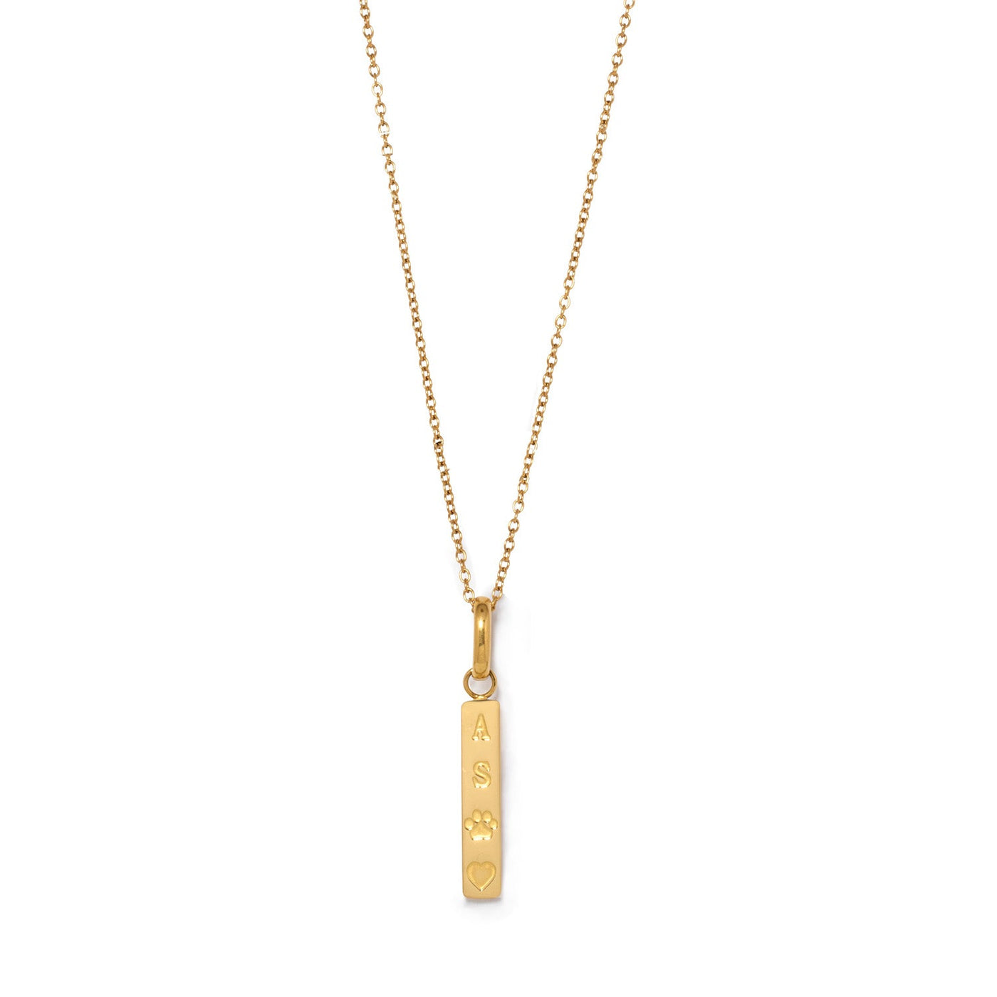 Custom Stamped Bar Pendant Necklace (Gold)