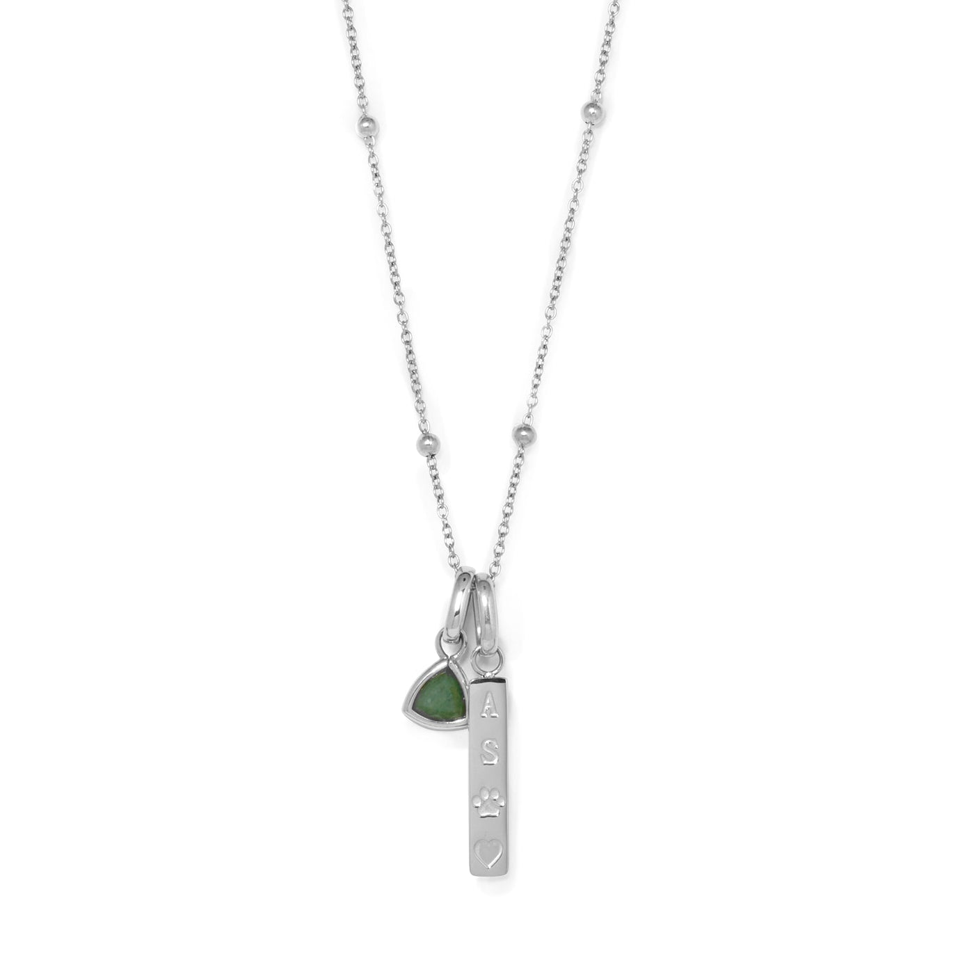 Custom Stamped Bar Pendant Necklace (Silver)