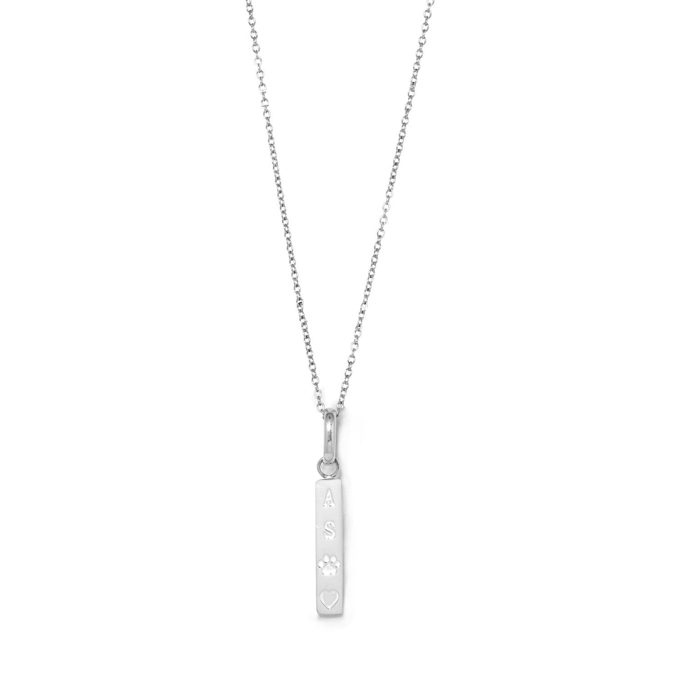 Custom Stamped Bar Pendant Necklace (Silver)