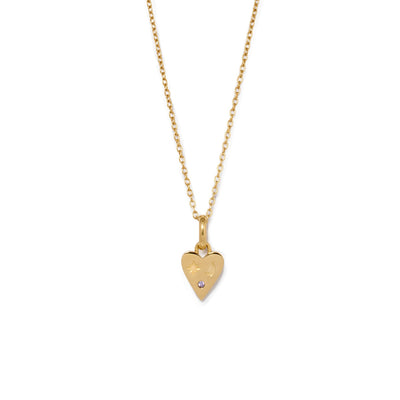 Custom Stamped Heart Pendant Necklace (Gold)