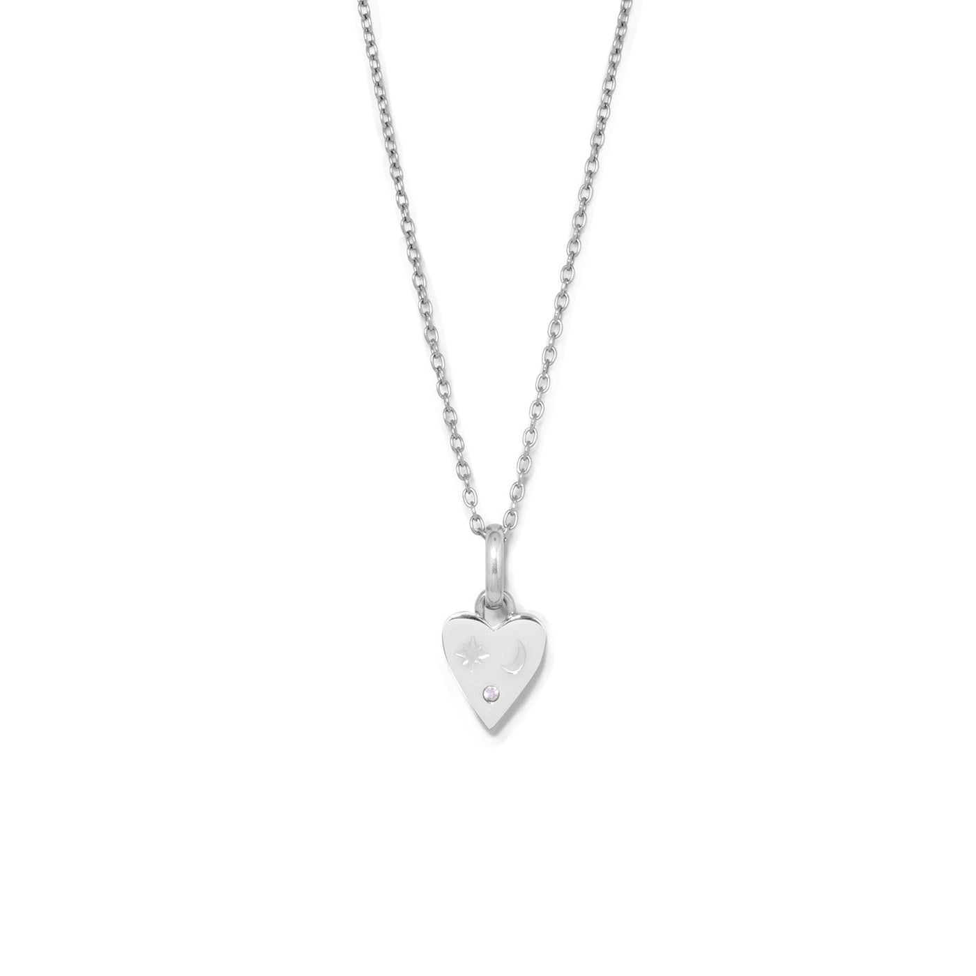 Custom Stamped Heart Pendant Necklace (Silver)